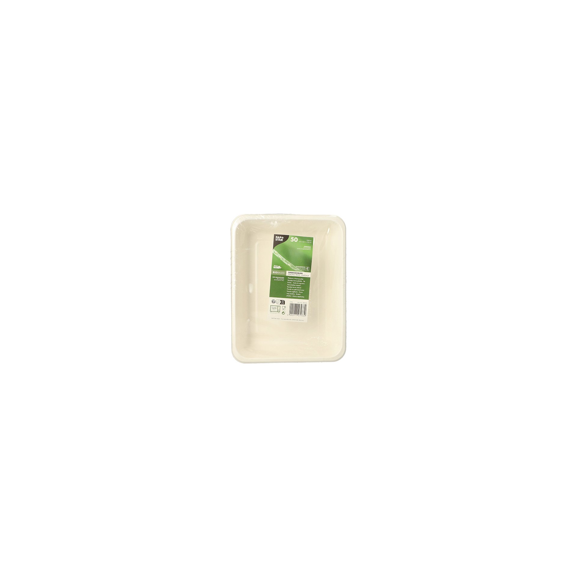 Siegelschalen Zuckerrohr, PLA beschichtet ungeteilt 1300 ml 4,9 cm x 22,7 cm x 17,8 cm