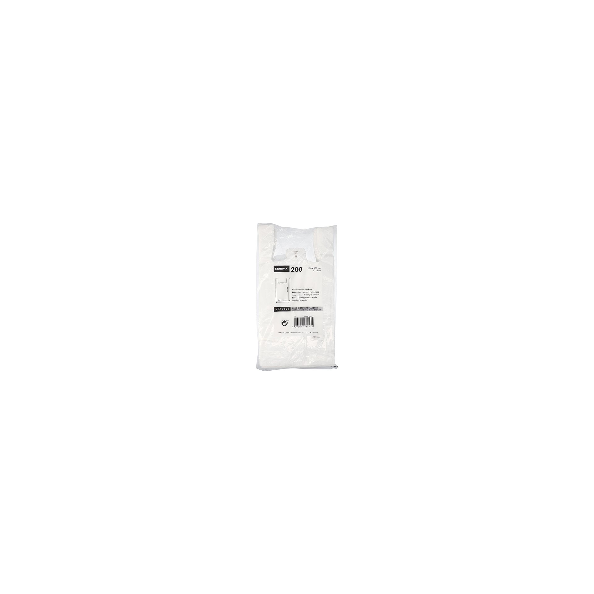 Hemdchen-Tragetaschen, HDPE 60 cm x 30 cm x 18 cm weiss
