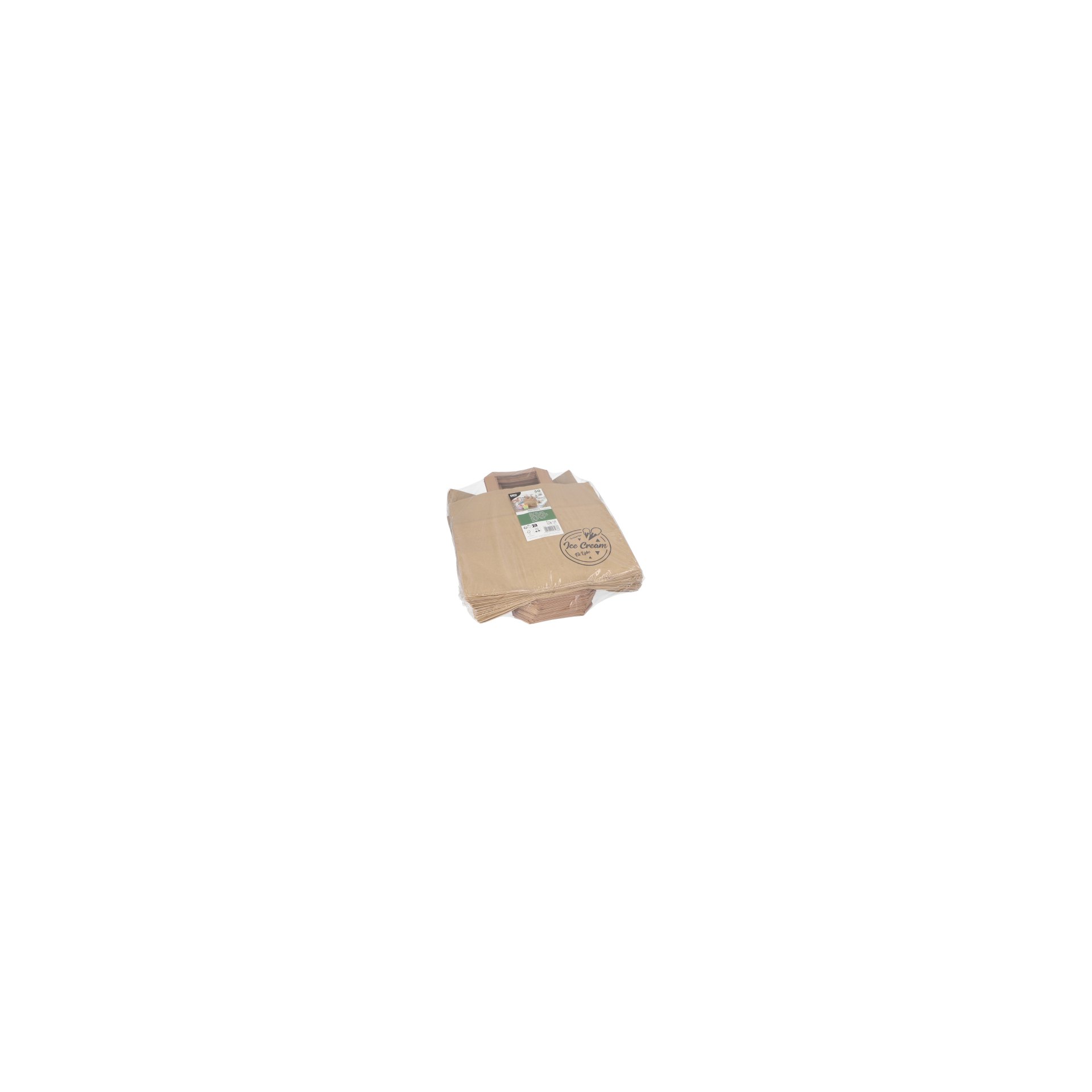 Tragetaschen, Papier 25 cm x 26 cm x 17 cm braun "Icelove" mit Tragegriff Tragetaschen, Papier 25 cm x 26 cm x 17 cm braun "Icelove" mit Tragegriff
