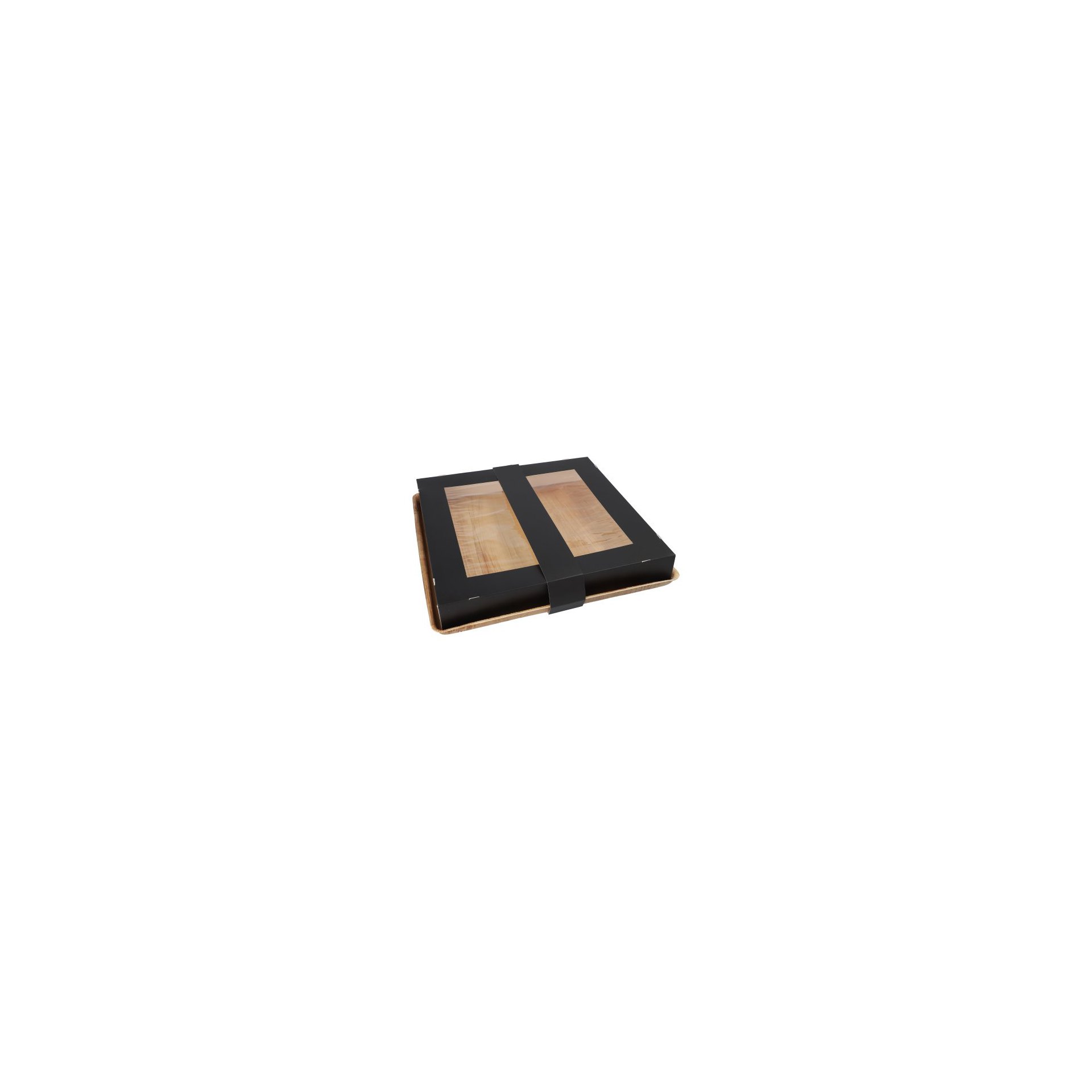 Tabletts, Palmblatt eckig 5 cm x 33,5 cm x 33,5 cm mit separatem Deckel und Banderole