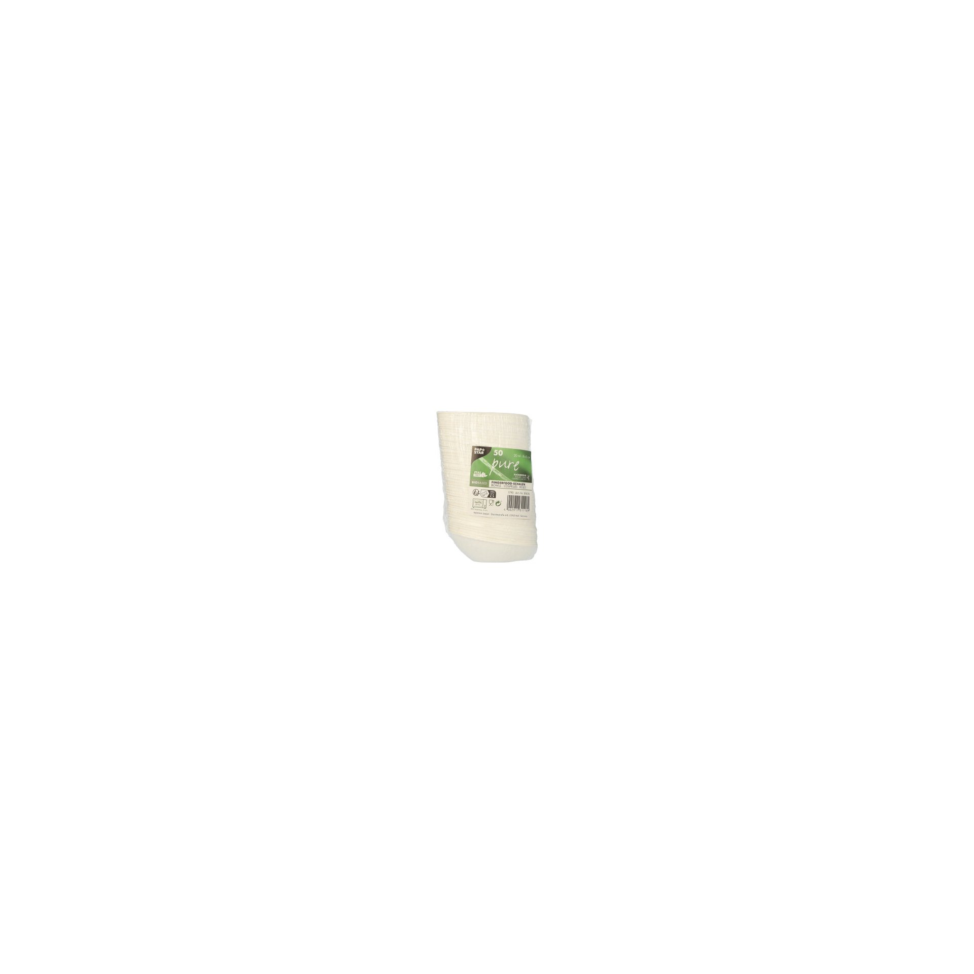 Fingerfood - Schalen, Zuckerrohr "pure" 20 ml 2,7 cm x 5 cm x 8 cm weiss "Egg"