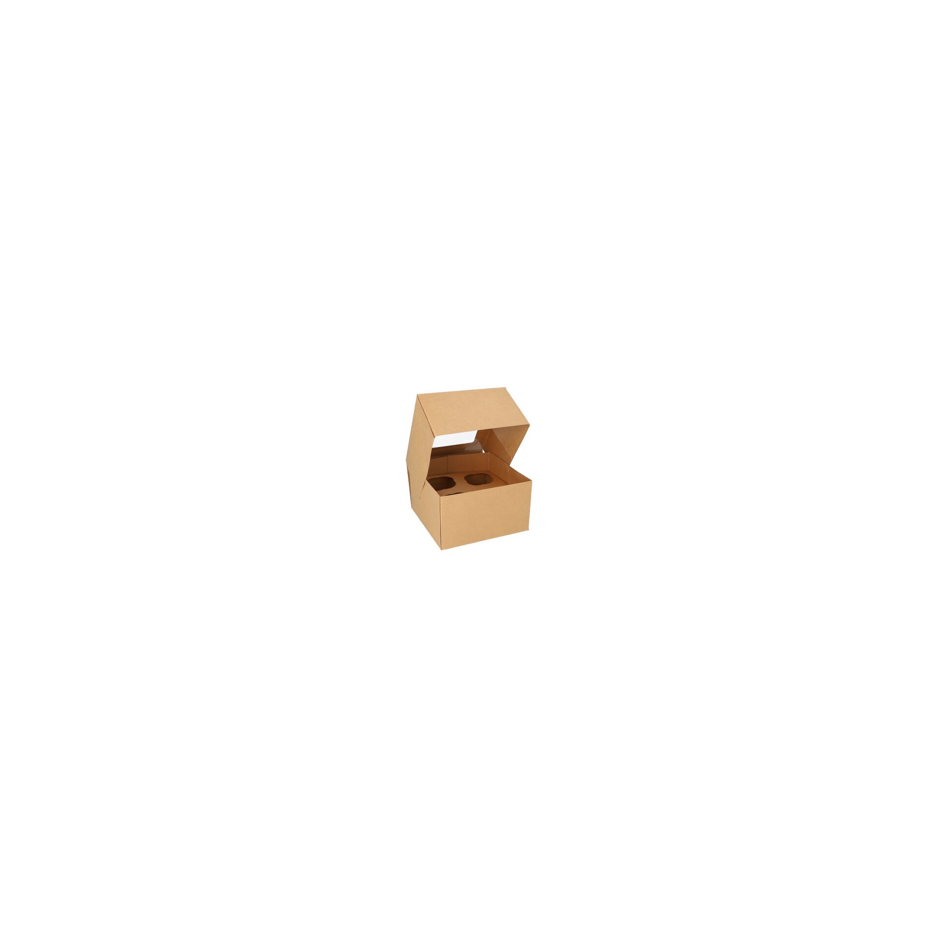Cupcake-Kartons eckig 10 cm x 17,5 cm x 17,5 cm mit Sichtfenster aus PLA