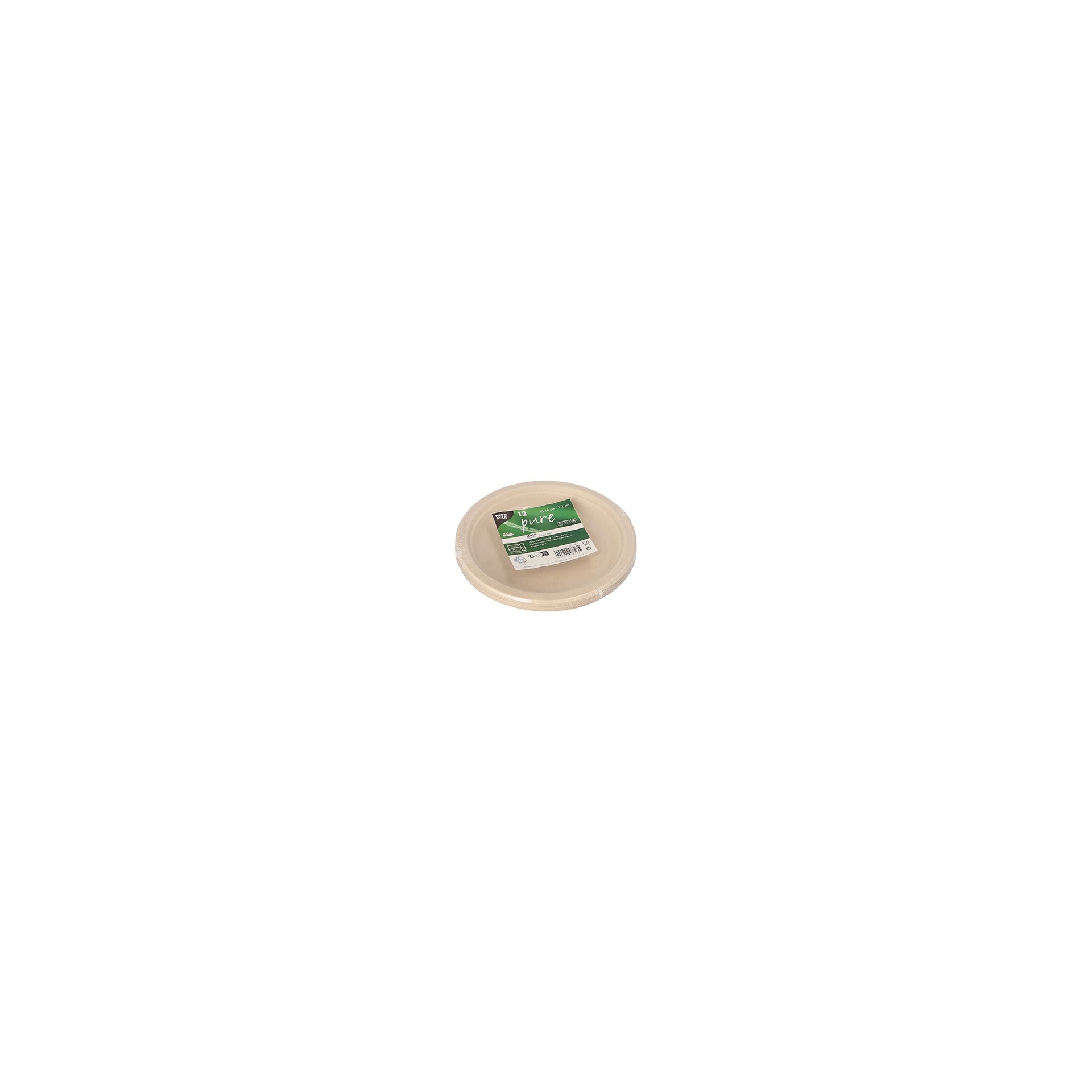Teller, Zuckerrohr "pure" ungeteilt Ø 18 cm · 2 cm natur