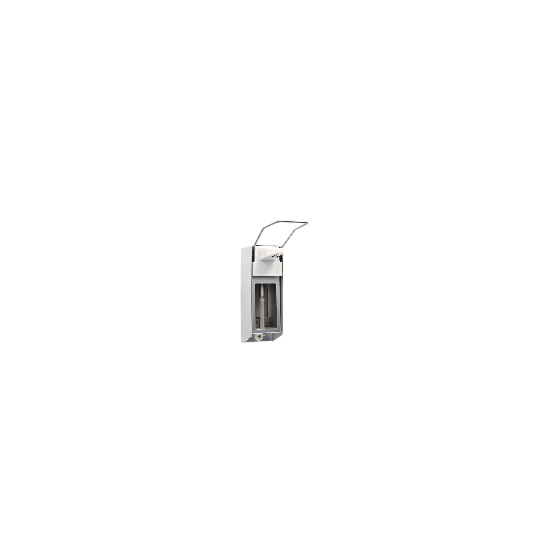 Wandspender 27,5 cm x 8,5 cm x 23 cm "Aluminium" 500 ml, Langarmhebel + Verschlussblende Wandspender 27,5 cm x 8,5 cm x 23 cm "Aluminium" 500 ml, Langarmhebel + Verschlussblende