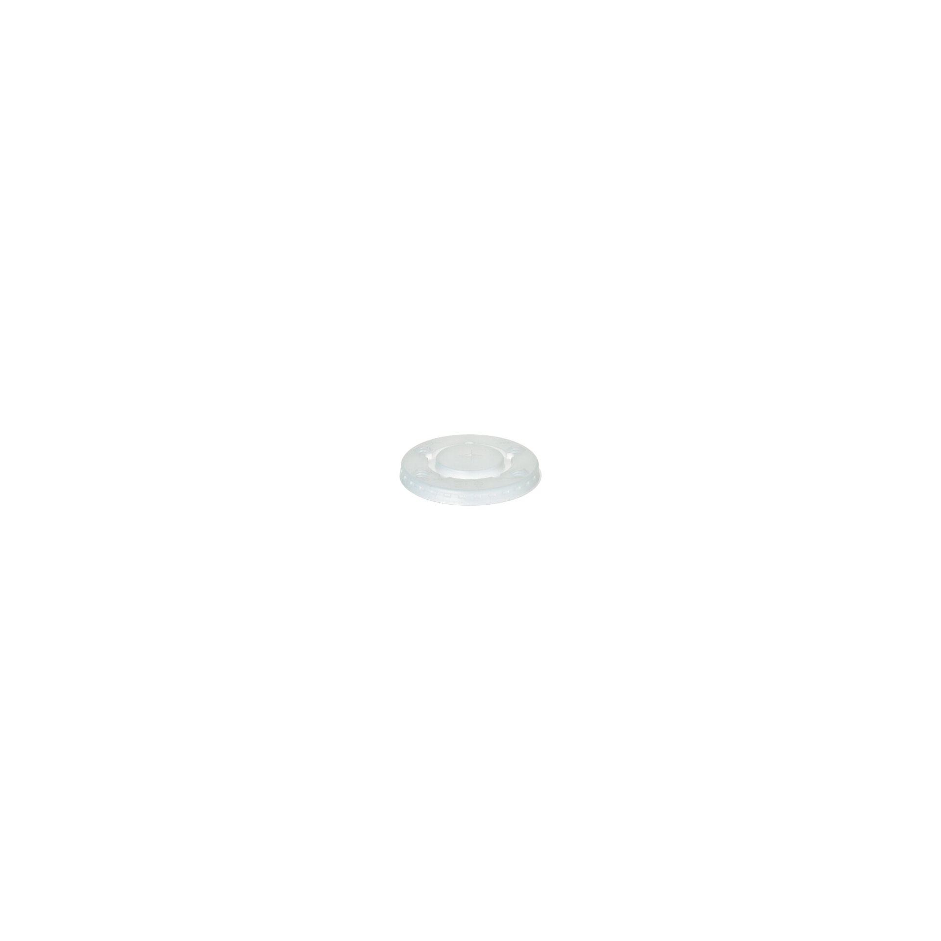 Deckel PS rund Ø 9 cm · 1 cm klar mit Kreuzschlitz Deckel PS rund Ø 9 cm · 1 cm klar mit Kreuzschlitz