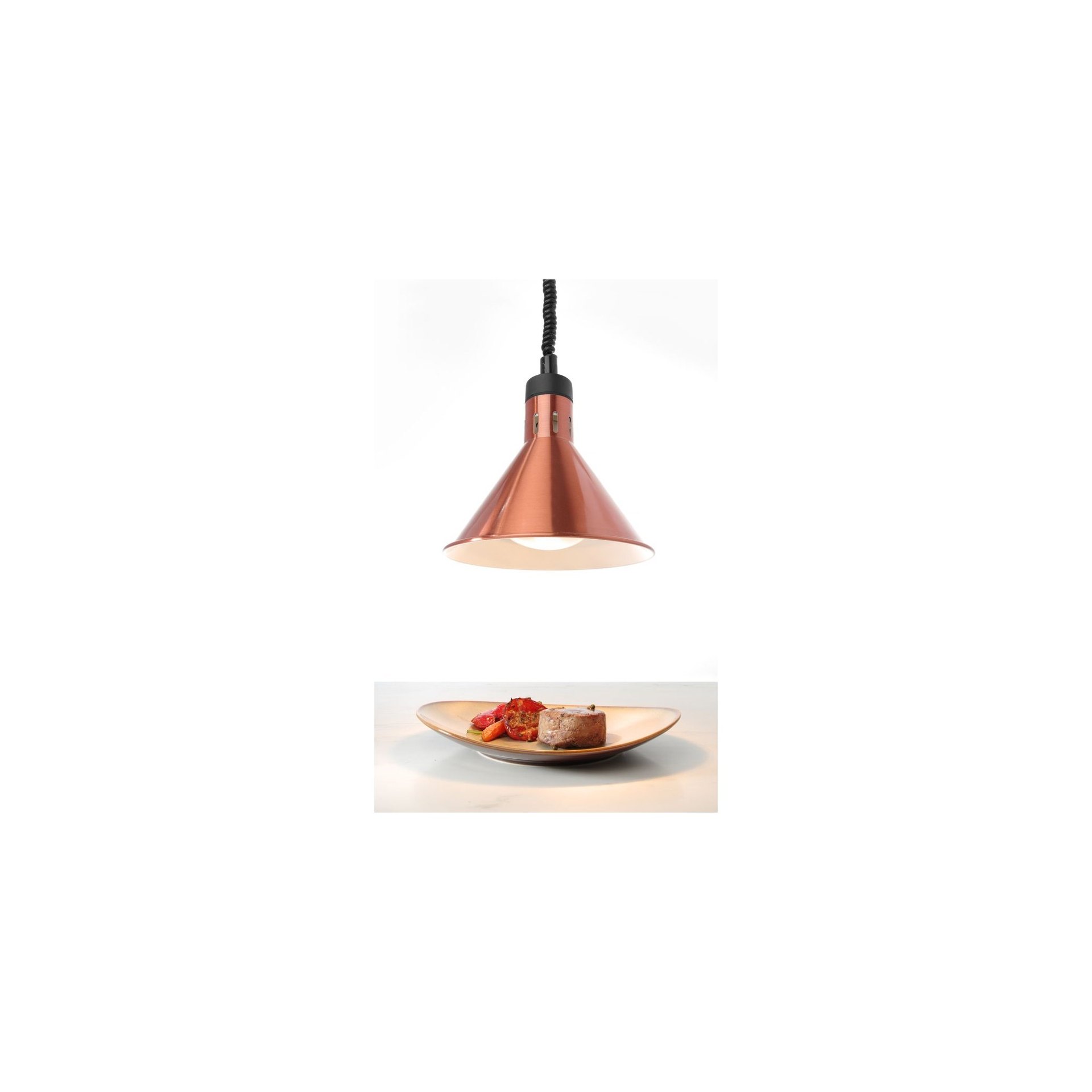 Höhenverstellbare Wärmelampe konisch, Kupfer, 230V/250W, ⌀275x(H)250mm