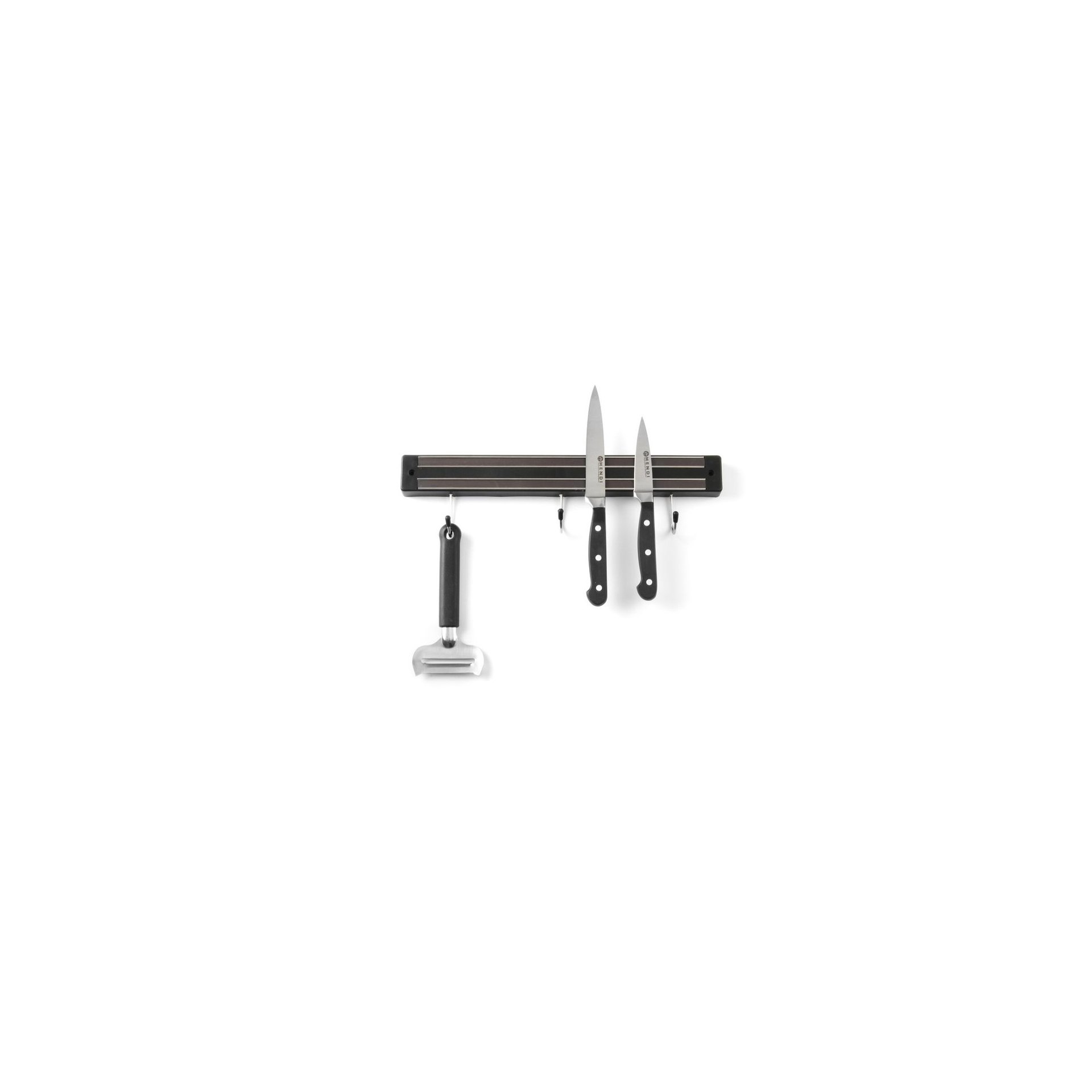Messermagnetleiste mit Haken, 3 Haken, Schwarz, (L)340mm