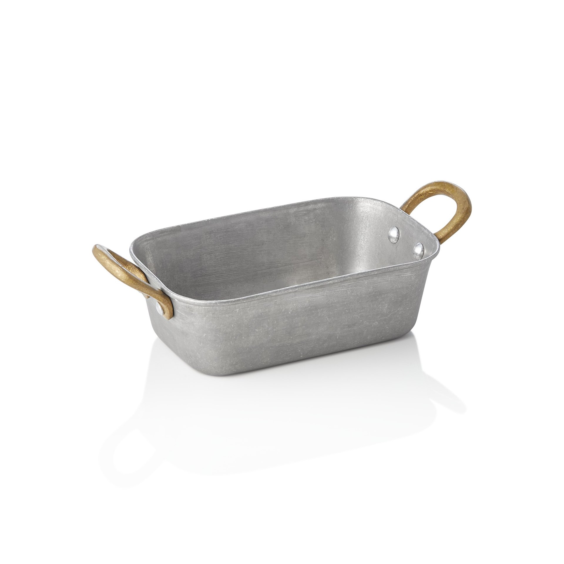 Servierpfanne STEEL & STYLE VINTAGE, mit 2 Messinggriffen, 15 x 9,5 x 4,5 cm, 370 ml, Chromnickelstahl