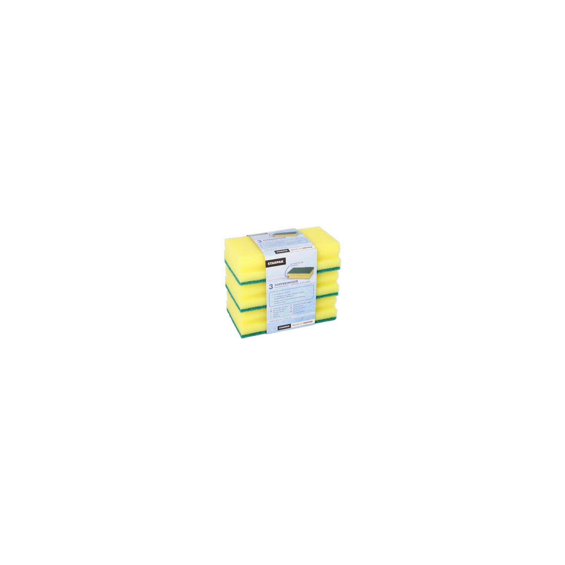 Topfreiniger, Schwamm Jumbo eckig 4,1 cm x 14,8 cm x 8,5 cm gelb/grün mit Griffrille, kratzend