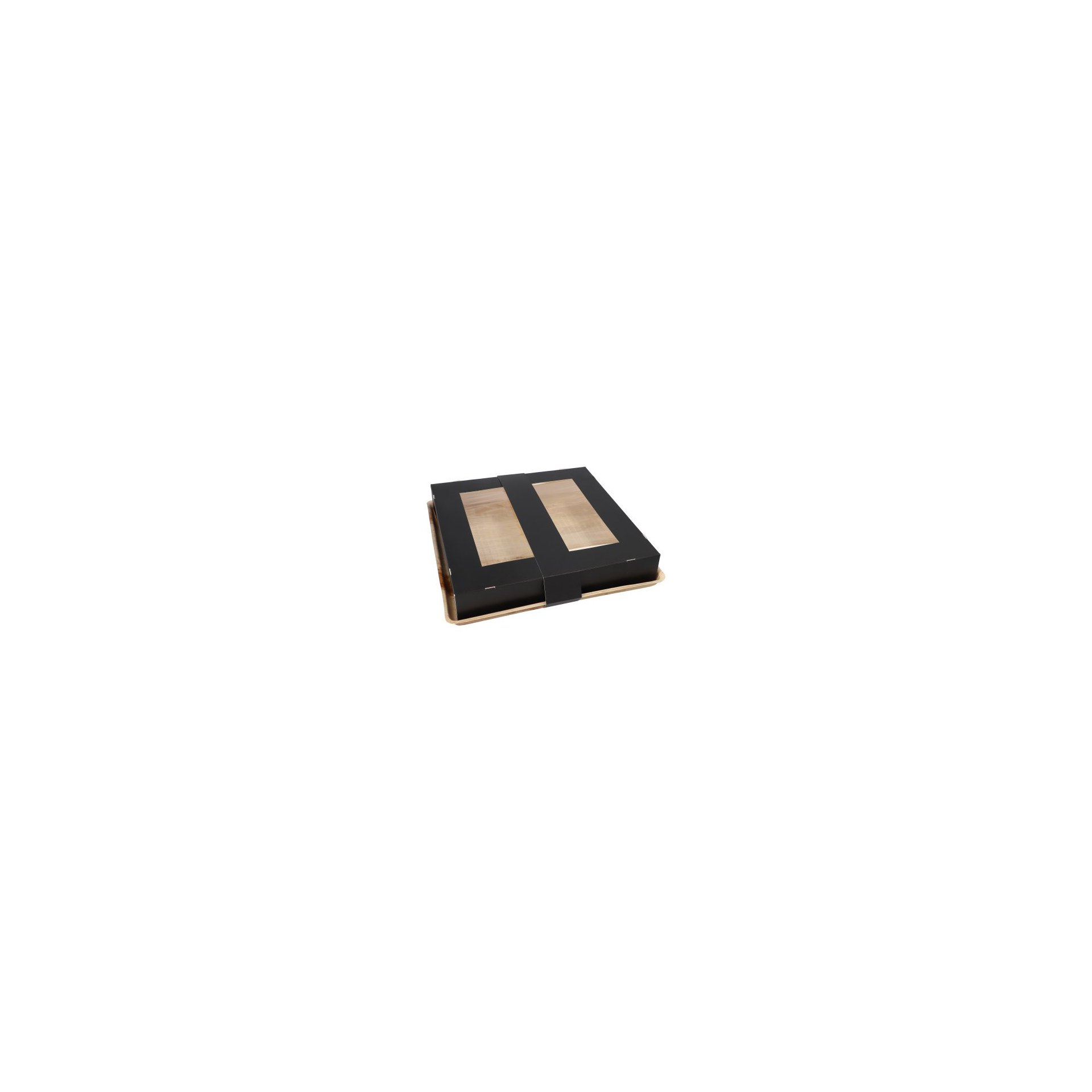 Tabletts, Palmblatt eckig 5 cm x 29 cm x 29 cm mit separatem Deckel und Banderole Tabletts, Palmblatt eckig 5 cm x 29 cm x 29 cm mit separatem Deckel und Banderole