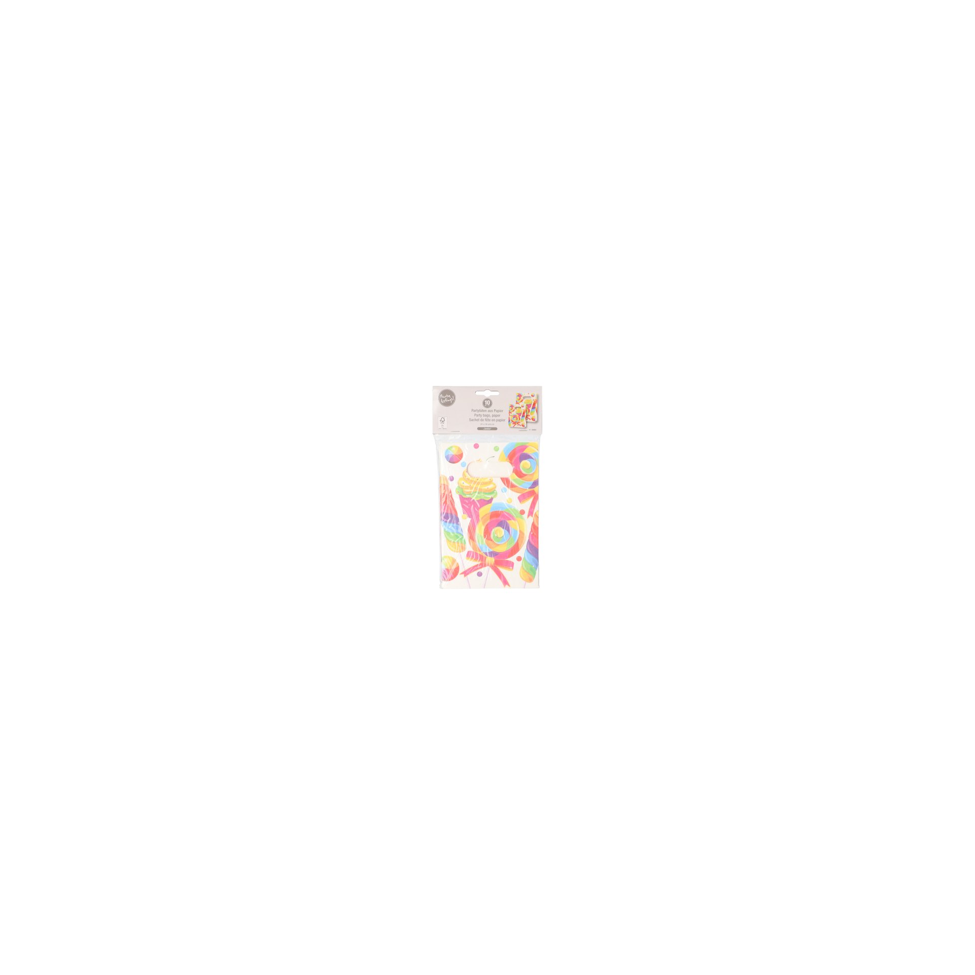 Partytüten, Papier 21 cm x 14 cm x 6 cm farbig "Candies" mit Griff Partytüten, Papier 21 cm x 14 cm x 6 cm farbig "Candies" mit Griff