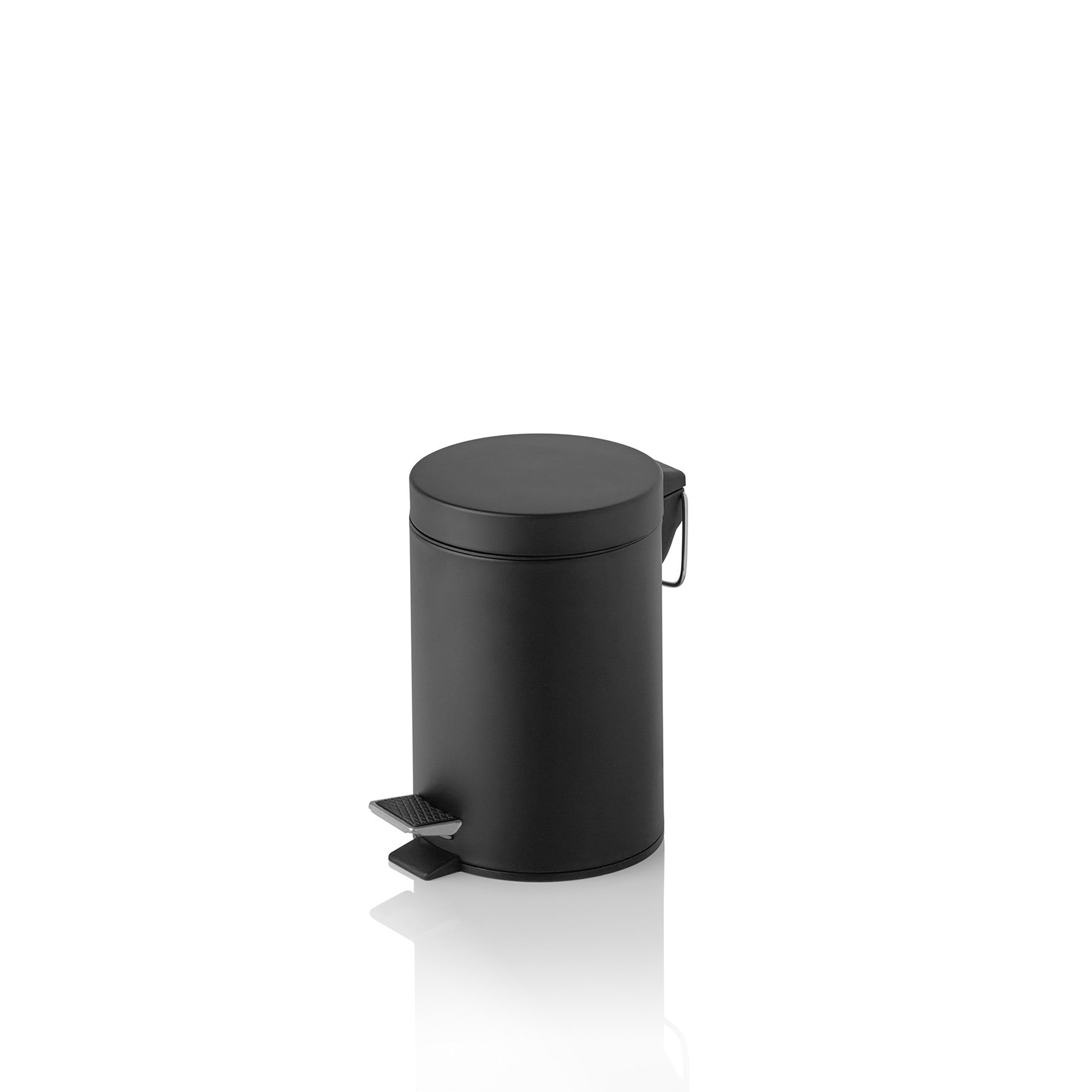 Tretabfalleimer, 3 Ltr., mit Kunststoffeinsatz, schwarz pulverbeschichtet, Metall Tretabfalleimer, 3 Ltr., mit Kunststoffeinsatz, schwarz pulverbeschichtet, Metall