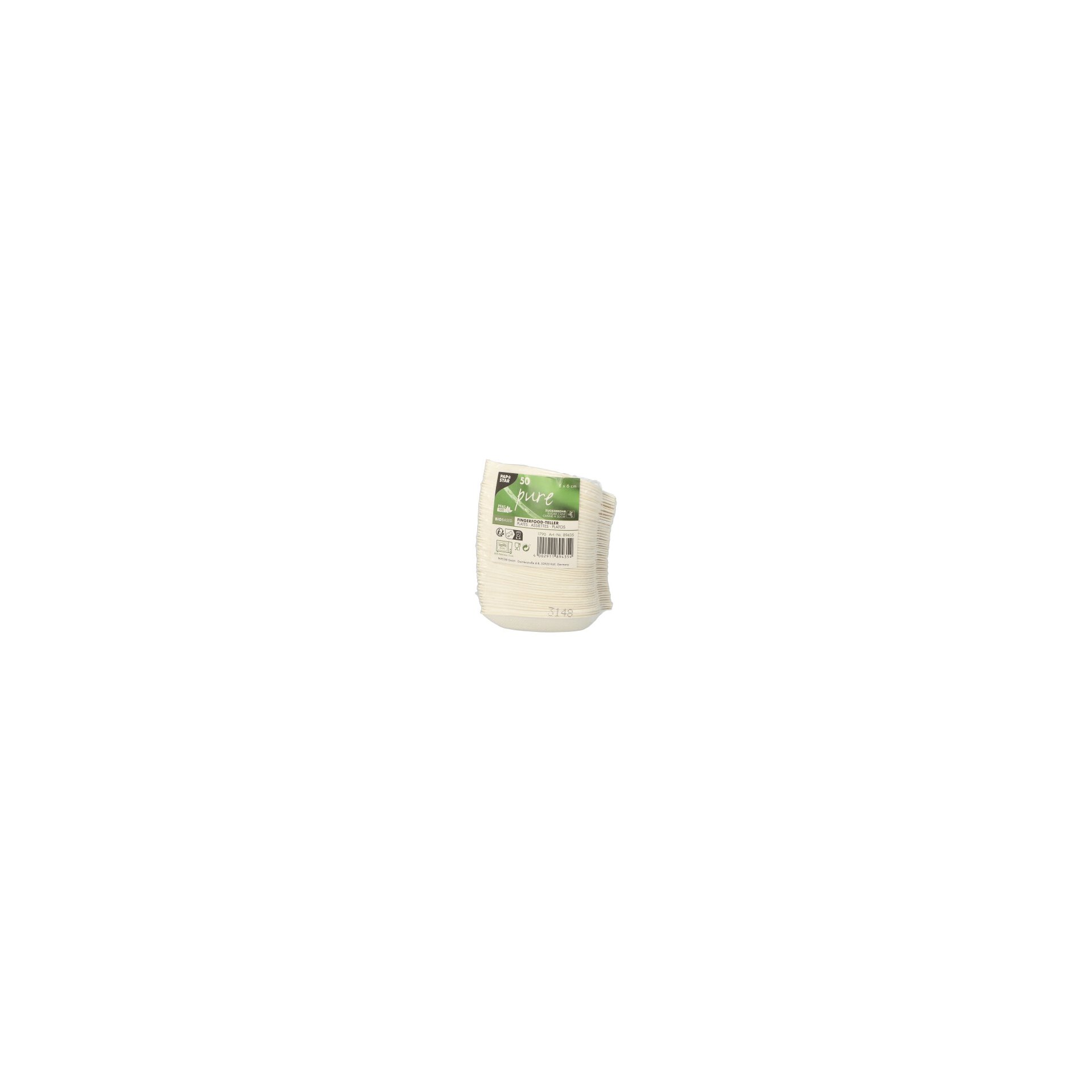 Fingerfood - Teller, Zuckerrohr "pure" 1,2 cm x 6 cm x 8 cm weiss "Leaf" Fingerfood - Teller, Zuckerrohr "pure" 1,2 cm x 6 cm x 8 cm weiss "Leaf"
