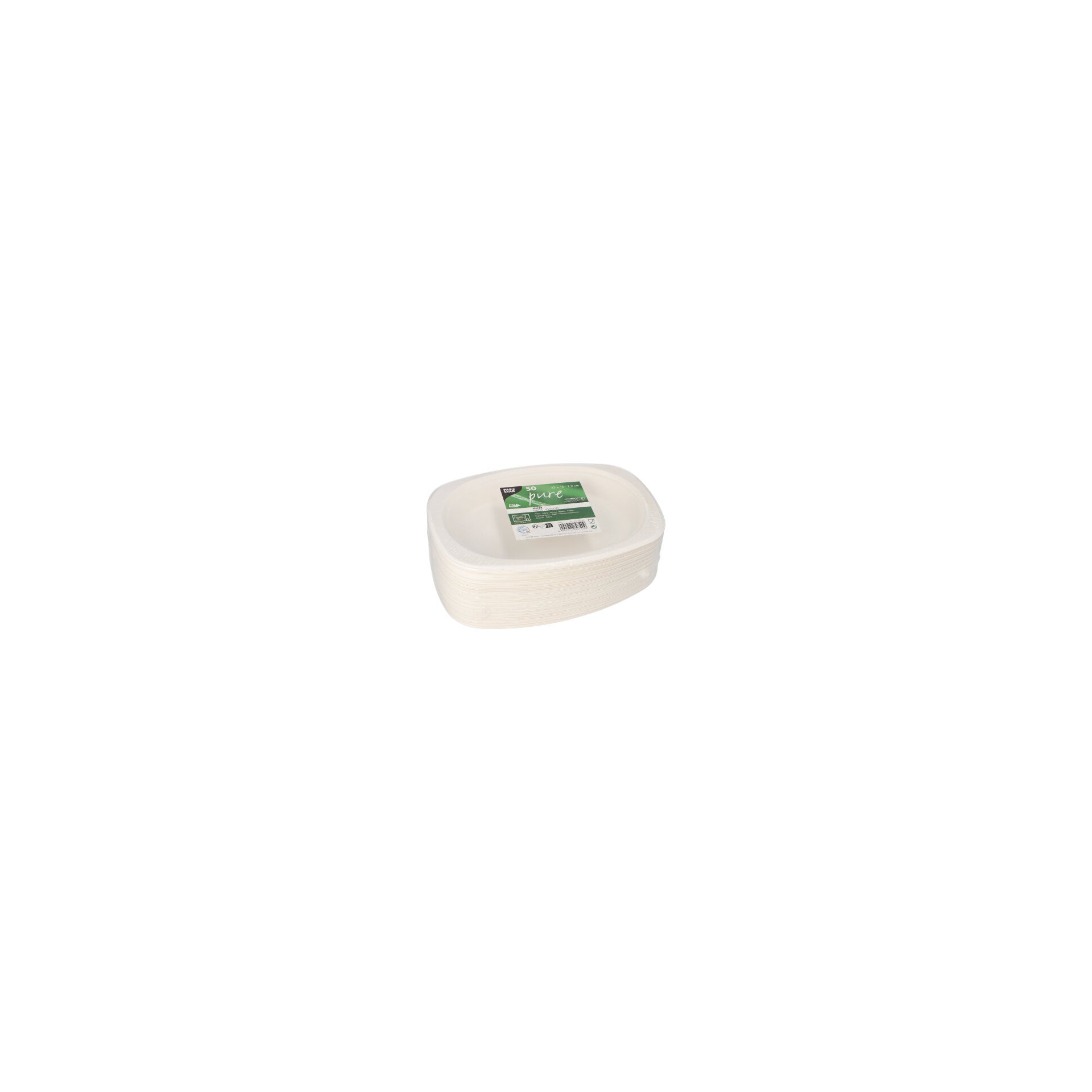 Teller, Zuckerrohr "pure" oval 23 cm x 16 cm x 2 cm weiss