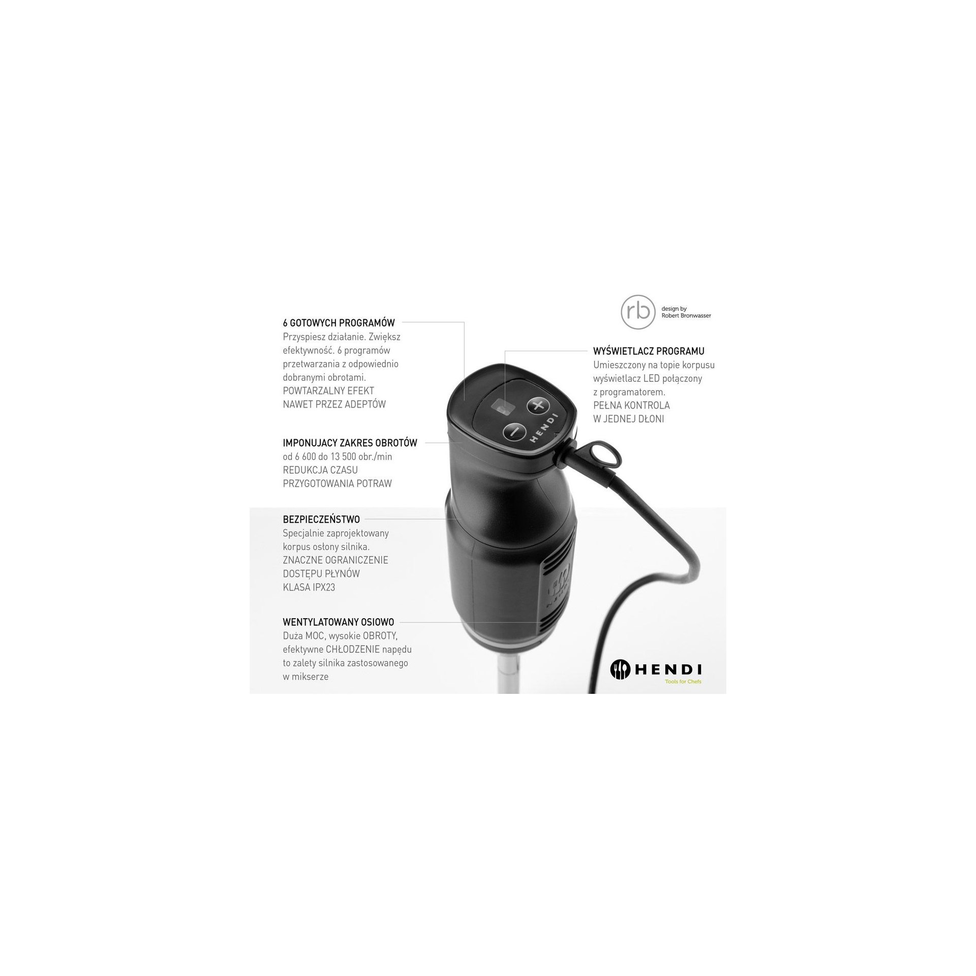 Stabmixer HENDI BLEND, designed by Robert Bronwasser, 220-240V/250W, ⌀71x(H)450mm Stabmixer HENDI BLEND, designed by Robert Bronwasser, 220-240V/250W, ⌀71x(H)450mm