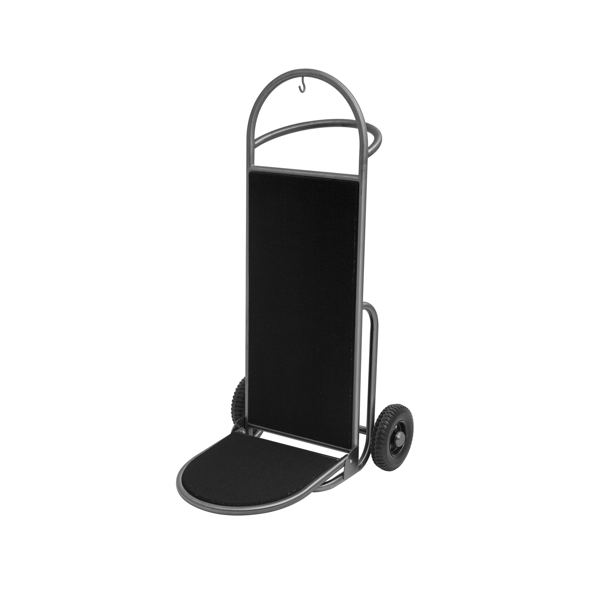 Gepäckkarre SPRINT, 61 x 70 x 120 cm, gun metal, poliert, schwarzer Teppich, Edelstahl