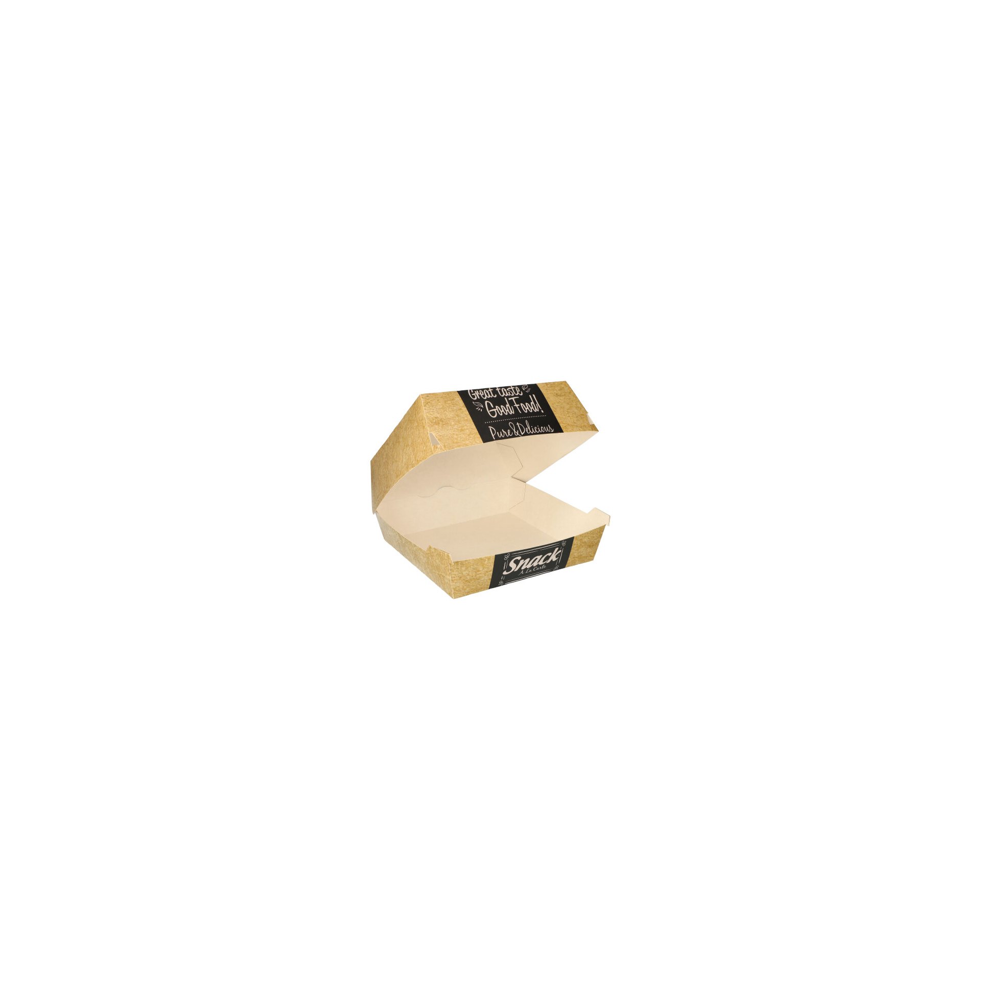 Burgerboxen, Pappe "pure" 8,5 cm x 15,5 cm x 15,5 cm "Good Food" XXL Burgerboxen, Pappe "pure" 8,5 cm x 15,5 cm x 15,5 cm "Good Food" XXL