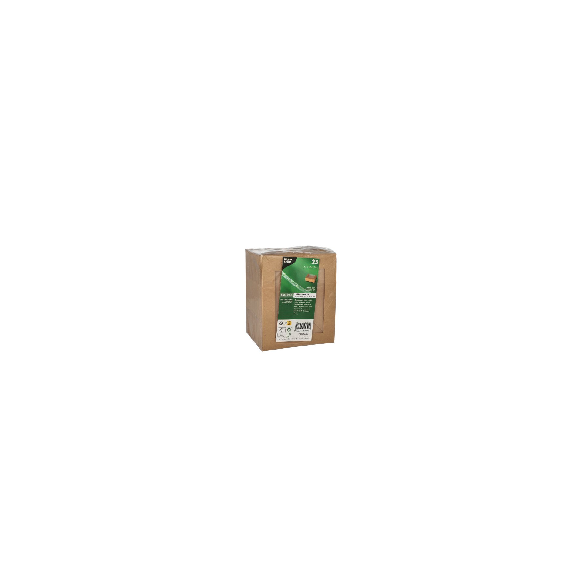 Sushi-Schalen, Pappe eckig 4,5 cm x 12 cm x 10 cm braun Sushi-Schalen, Pappe eckig 4,5 cm x 12 cm x 10 cm braun
