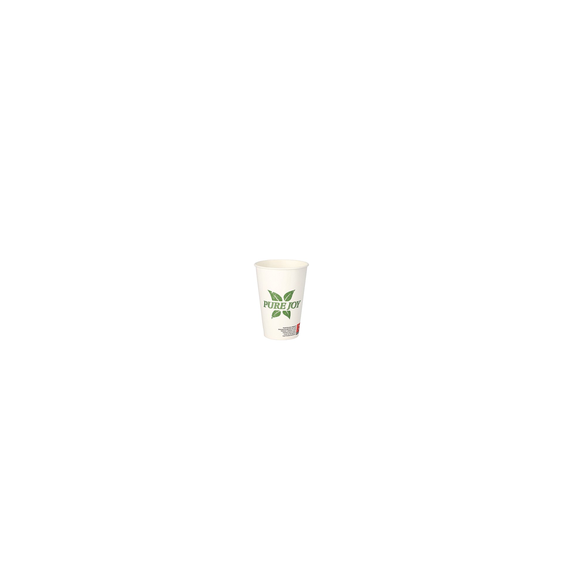 Trinkbecher, Pappe 0,2 l Ø 7,3 cm · 9,9 cm weiss "Pure Joy"