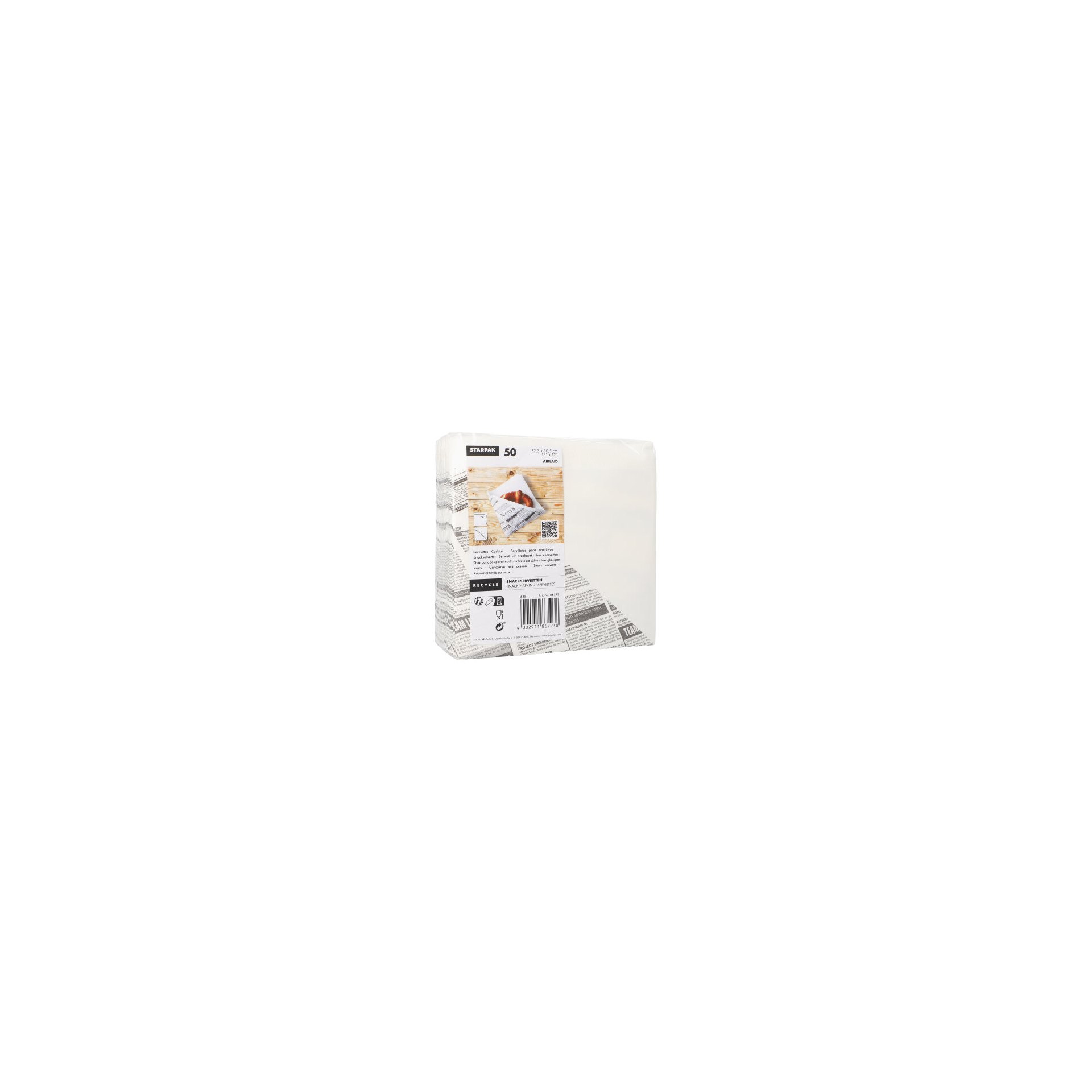 Snackservietten, stoffähnlich, Airlaid 1/4-Falz 32,5 cm x 30,5 cm weiss "Newsprint" Snackservietten, stoffähnlich, Airlaid 1/4-Falz 32,5 cm x 30,5 cm weiss "Newsprint"