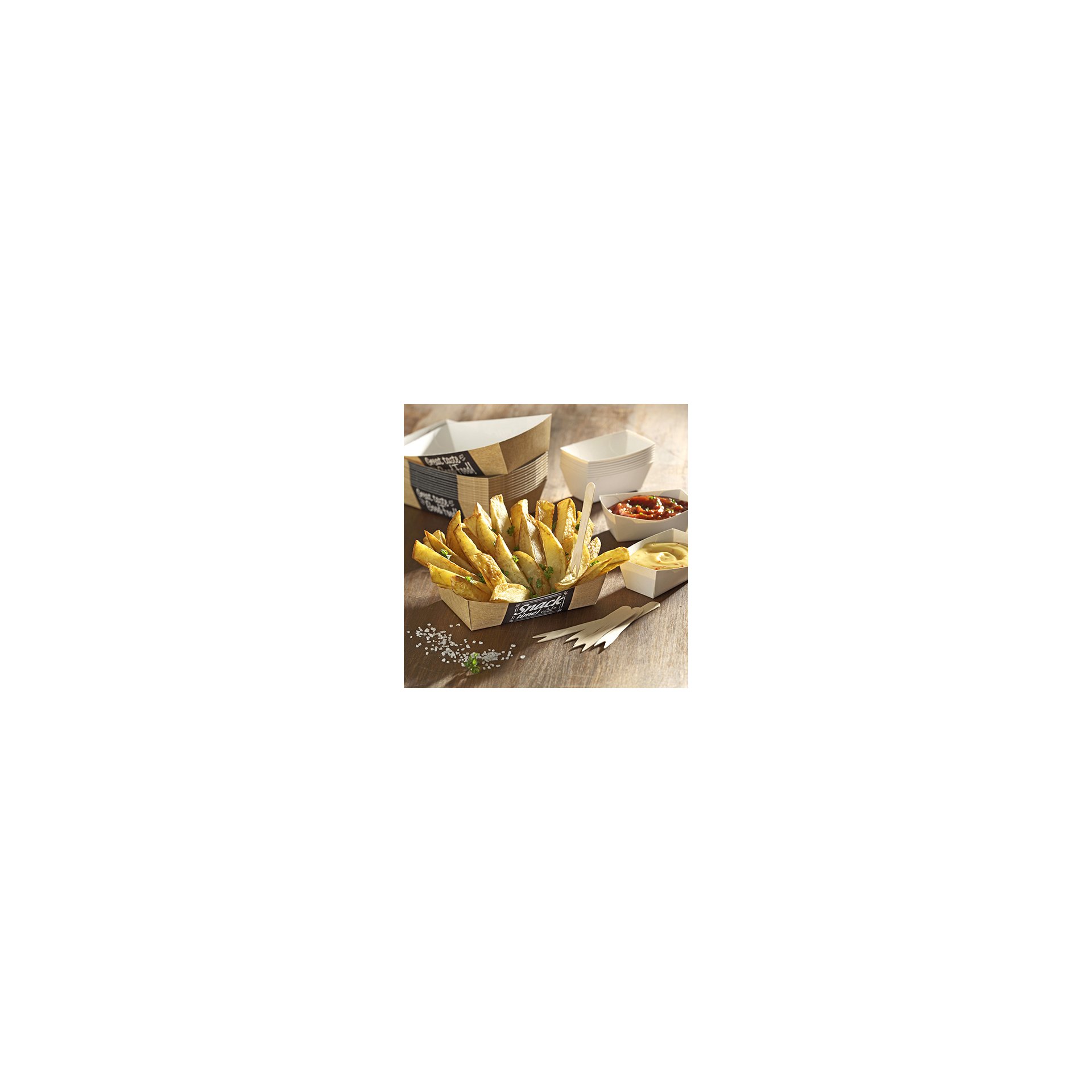 Pommes-Frites-Trays "pure" 3,8 cm x 8,5 cm x 15,5 cm "Good Food" extra groß