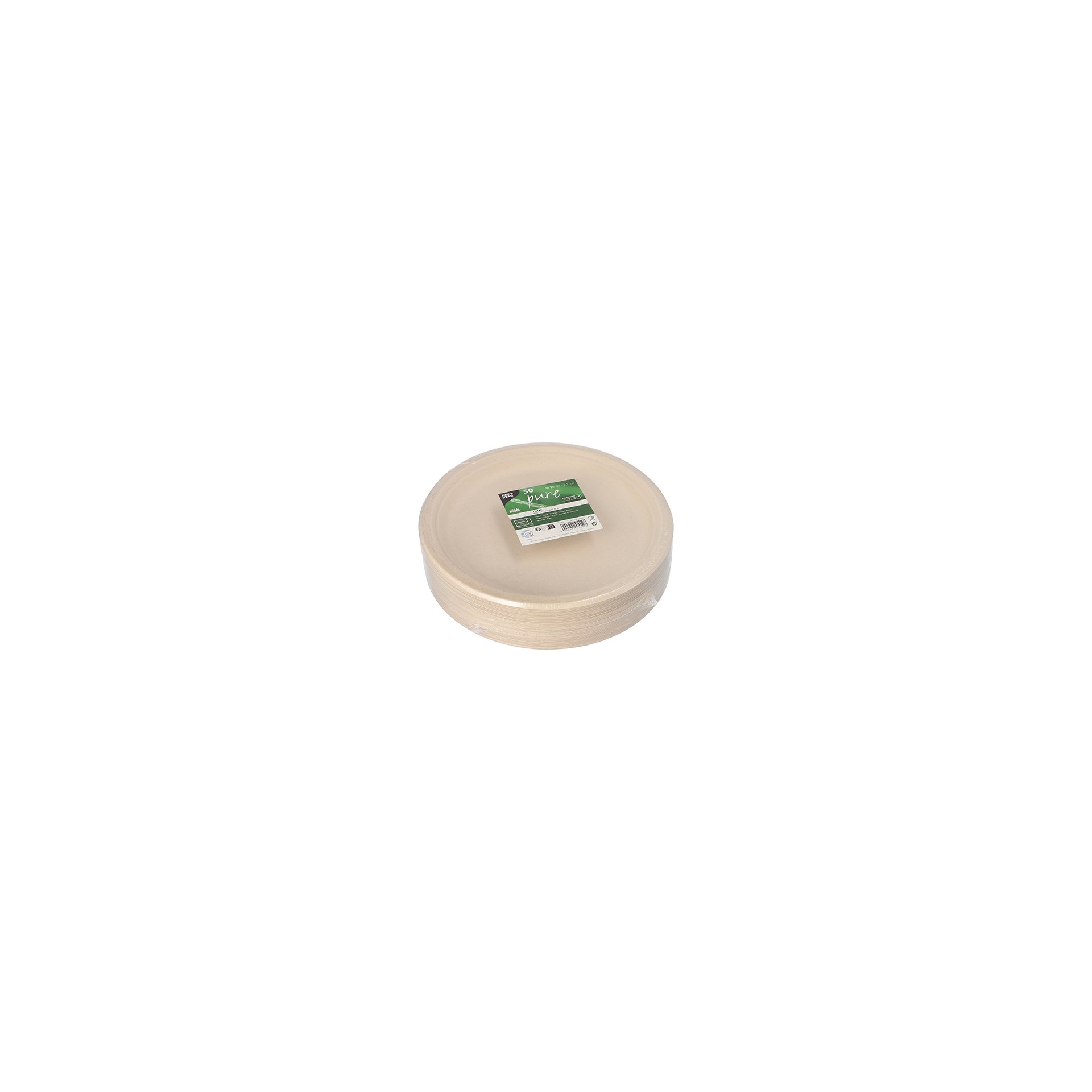 Teller, Zuckerrohr "pure" ungeteilt Ø 26 cm · 2 cm natur
